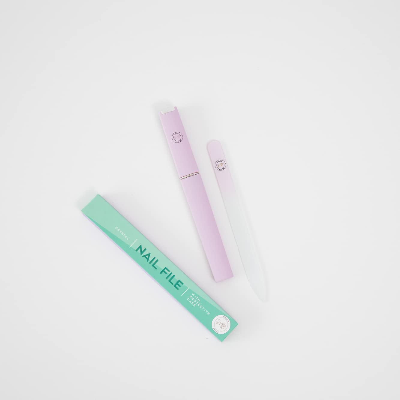 Crystal Glass Nail File with Protective Case - Pastel Lilac, 2mm