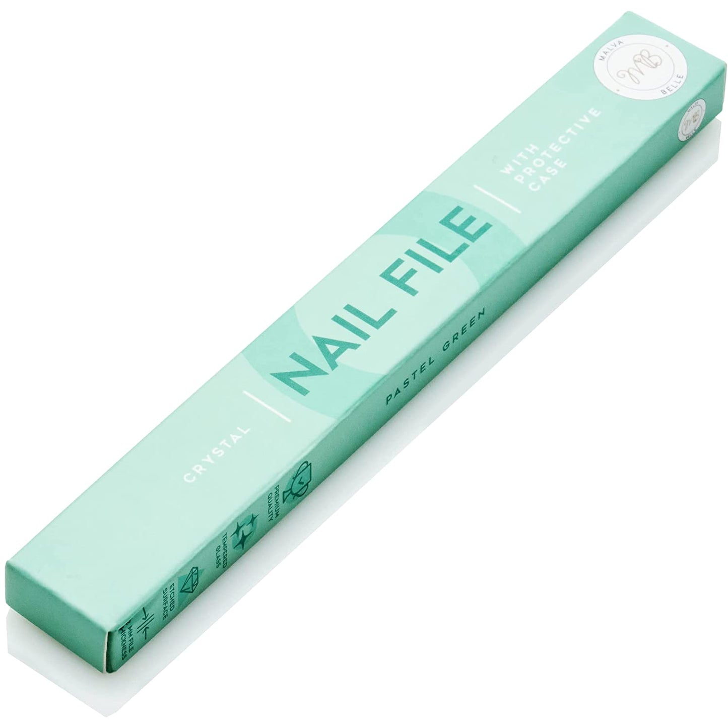 Crystal Glass Nail File with Protective Case - Pastel Green, 2mm