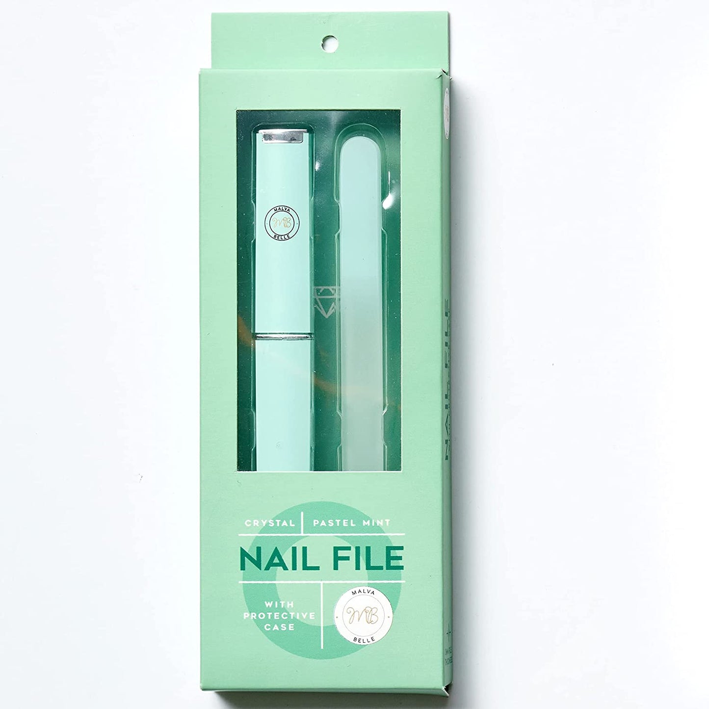 Crystal Glass Nail File with Protective Case - Mint, 3mm